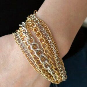 NEW Paparazzi Metallic Horizon Gold Bracelet Mixed Metals Multi Chain NIP